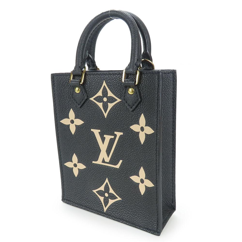 Used LOUIS VUITTON Handbag Petit Sac Plat M81416 Monogram Ann Platt Black Beige 2WAY