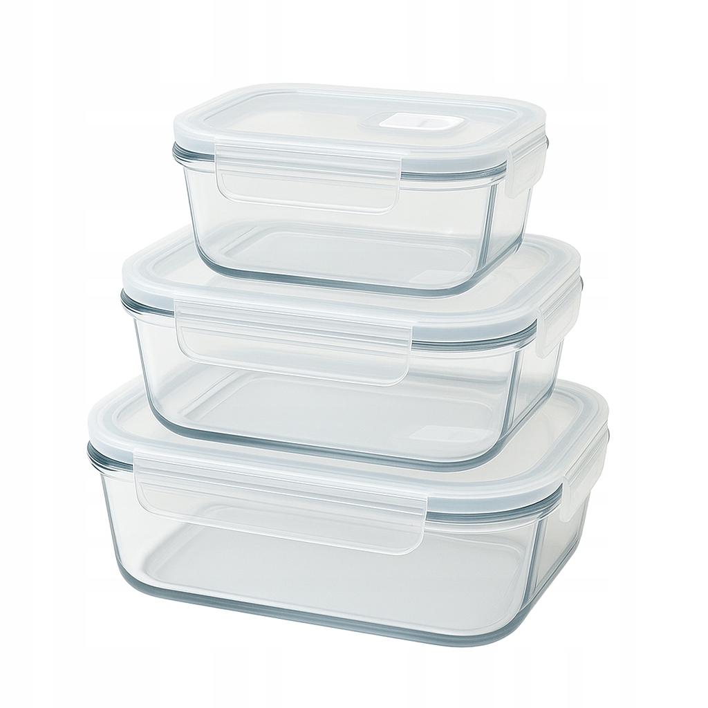 FOOD CONTAINER 3x Set of Rectangular Containers LUNCHBOX For Work Lunch