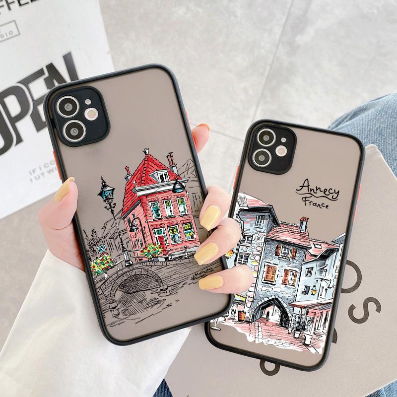 Travelling world travel Street painting Phone Case For Iphone 15 14 13 11 12 Pro Max 7 8 PLUS SE2 X XS XR Hard Matte Back Cover
