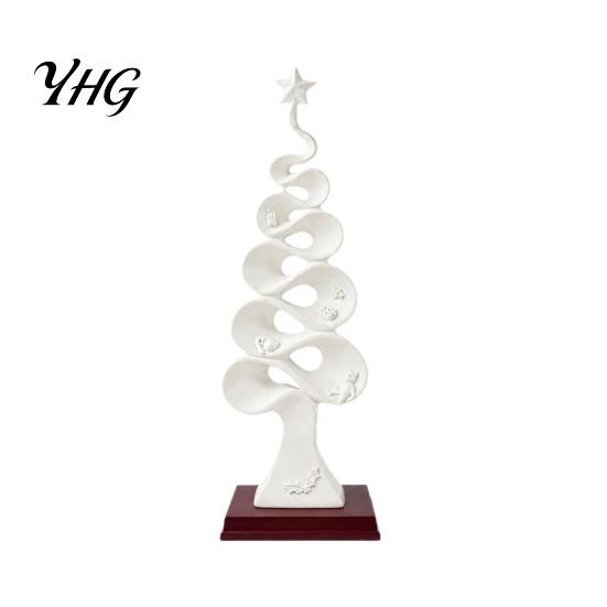 Unique Desktop Figurines Abstract Christmas Tree Figurine, Artistic Spiral Sculpture, Modern Xmas Durable Resin Tabletop Statues Statue for