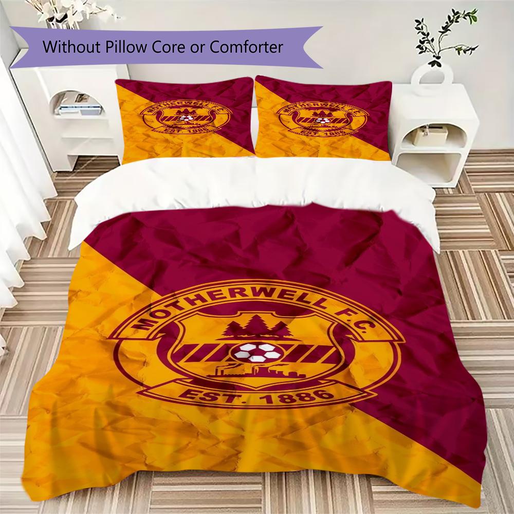 Motherwell FC Pattern Bedding uilt Set uilt Cover Pillowcase Home Decoration Birthday Gift (1 * duvet cover + 2 * pillowcase without core)