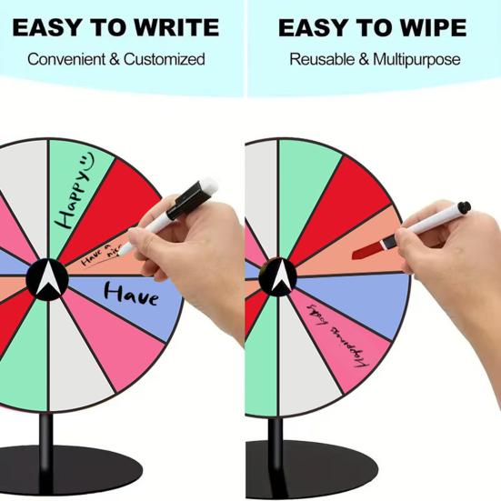 8-дюймовое акриловое радужное колесо фортуны с 12 секциями, вращающееся колесо для записей, с подставкой, DIY спиннер, настольная рулетка, реквизит для настольной игры на вечеринку