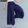 Dimanaf Plus Size 2021 Women Linen Pants Elastic Vintage Korea Basic Female Large Size Fashion Slacks Wide Leg Oversize Loose Pants