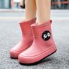 Korean Version Cartoon Children's Rain Boots for Girls, Fleece-Lined, Non-Slip, Waterproof Shoes, Student Rain Boots, Short Tube, Outdoor Water Shoes