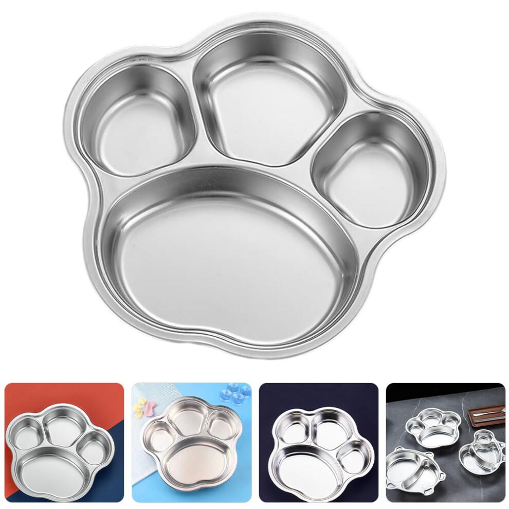 Divided Food Dish Stainless Steel Food Separation Silver 1 Pcs