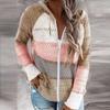 Womens Zip Up Color Block Hoodie Sweaters Long Sleeve Cardigan Sweatshirts