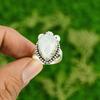 Natural Rainbow Moonstone Gemstone Stackable Adjustable Ring 925 Sterling Silver