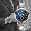 Men's Colorful Blue Light Quartz Watch with Three-Eye Steel Band – Ideal Gift