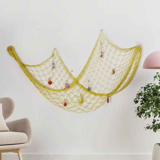 2Pcs Decorative Fishing Nets Hanging Ornaments Extra-Large DIY Ocean-inspired Craft Wall Art Hanging Fishnet Decor