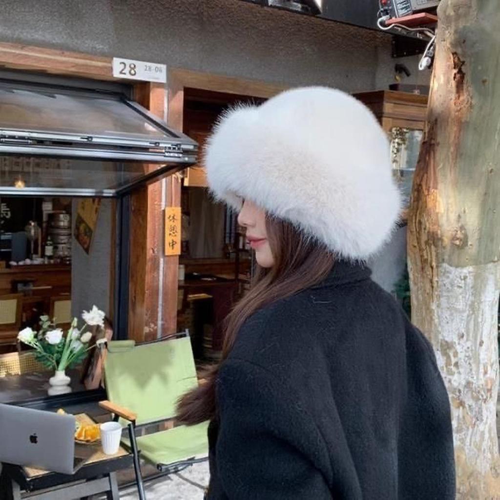 Women's Winter Beret Fashion Versatile Thickened Warm Faux Fox Fur Mink Velvet Mongolian Hat