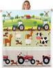 Kids Zoo Animal Sherpa Blanket Cute Wild Animals Fleece Throw Blanket Cartoon Safari Wild Print Plush Blanket for Boys Girls