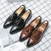 Fashion Classic Black Brogues Leather Shoes Men Pointy-toe Dress Shoes Fashion Tassel Mens Formal Shoes Size 48 Casual Business Shoes