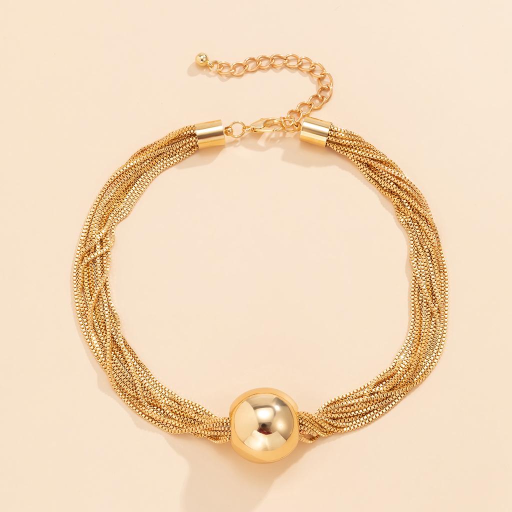 A Stylish Multi-layer Necklace With Exaggerated Fashion Round Beads Decoration, American Style Tassel Chain for Women
