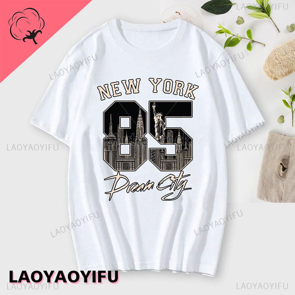 I Love New York Unisex's Cotton T Shirt NY Heart Souvenir Funny T Shirt Fashion Gift Comics Classic Apparel Streetwear Short-sleev Unisex