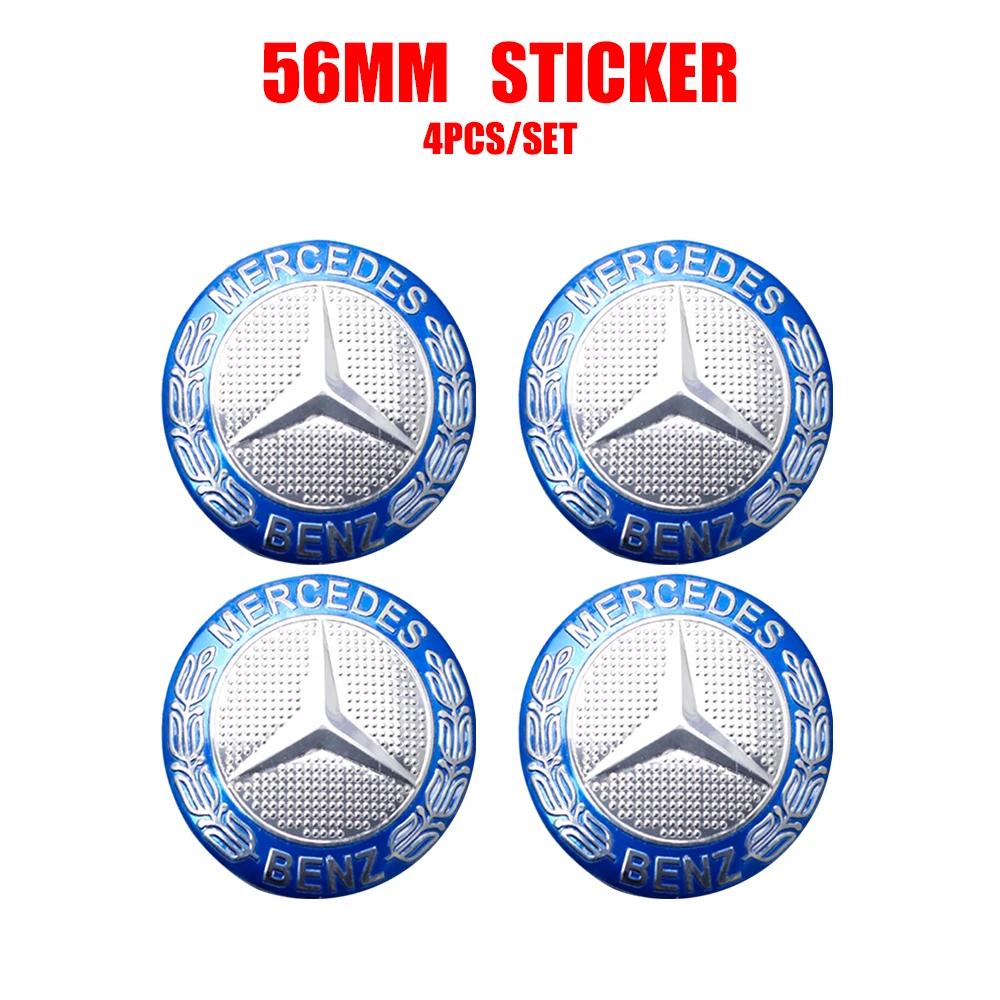 56/60/65mm Aluminum Auto Wheel Center Cap Stickers Benz Badge Tire Accessories For Mercedes Benz G S R C E B A Class E300 S200