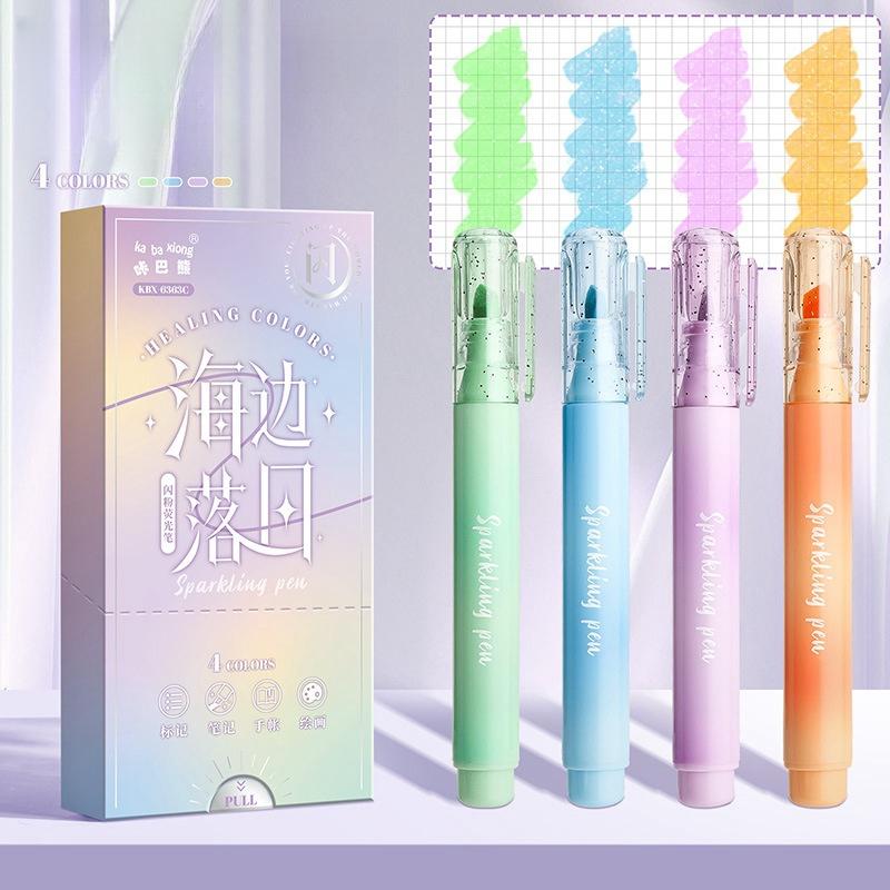 4 шт. набор маркеров-маркеров Sparklin Color, блестящие, блестящие, волшебные, художественные маркеры, линейка для рисования, школа живописи