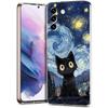 Художественный черный кот Звездная ночь Чехол для телефона для Samsung Galaxy S24 Ultra S23 FE S22 S20 S21 5G S10 S9 Plus S10E S8 Прозрачный чехол