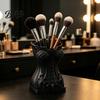 Gothic Desk Accessories Makeup Brush Storage Tube, Retro Skull Desktop Organizer, Black And White Decor Decorative Plastic Holder for Dressing