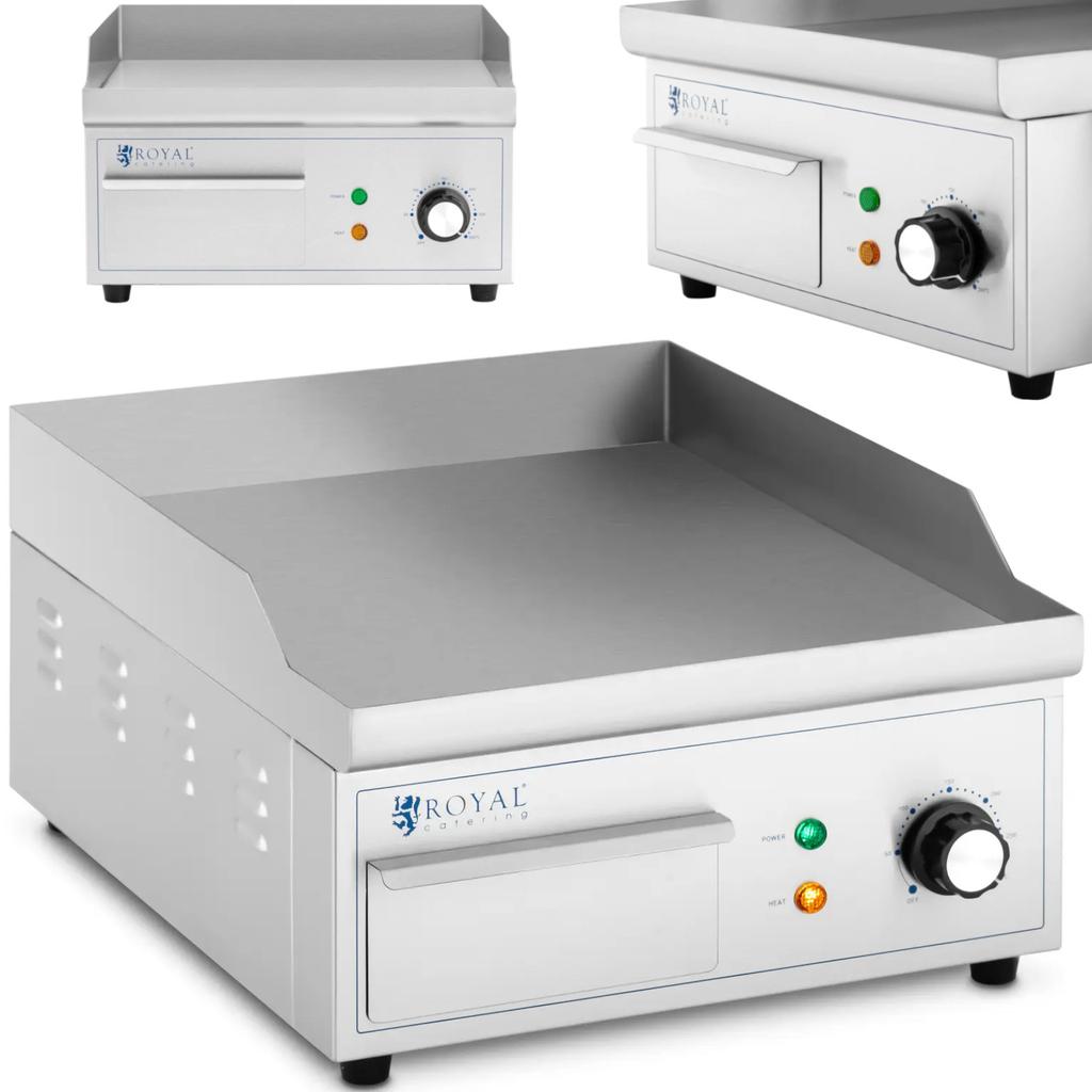 Electric grill, smooth grill plate, 35 x 38 cm, 2000 W