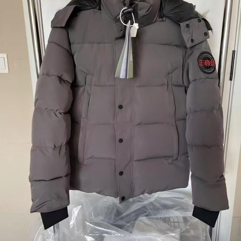 Mens Thick Winter Cotton Puffer Jacket With Detachable Wolf Fur Trim Hood Loose Fit Daily Wear