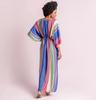 EDOLYNSA Кафтан в стиле бохо с цветным полосатым принтом 2024, пляжное платье, пляжная одежда, женская туника, сексуальный саронг, бикини, купальник, халат, накидка Q1033