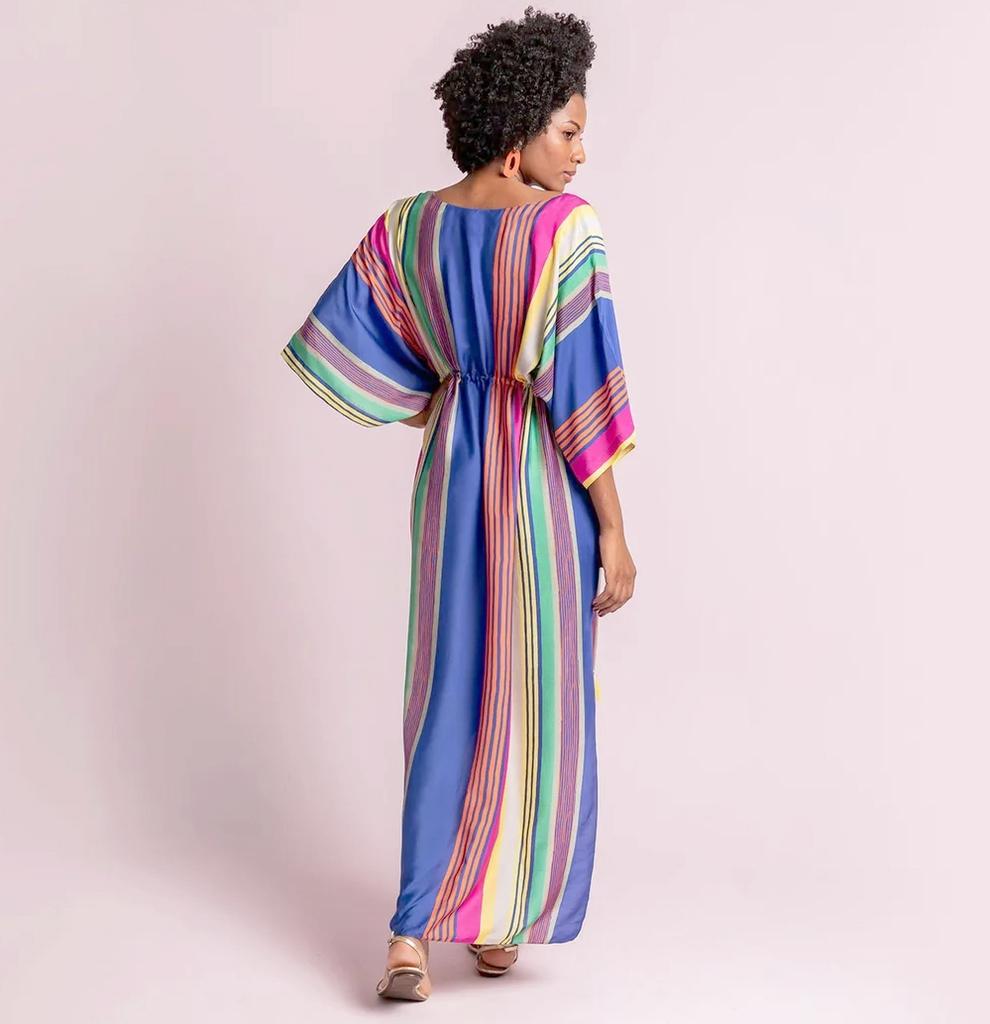 EDOLYNSA Кафтан в стиле бохо с цветным полосатым принтом 2024, пляжное платье, пляжная одежда, женская туника, сексуальный саронг, бикини, купальник, халат, накидка Q1033