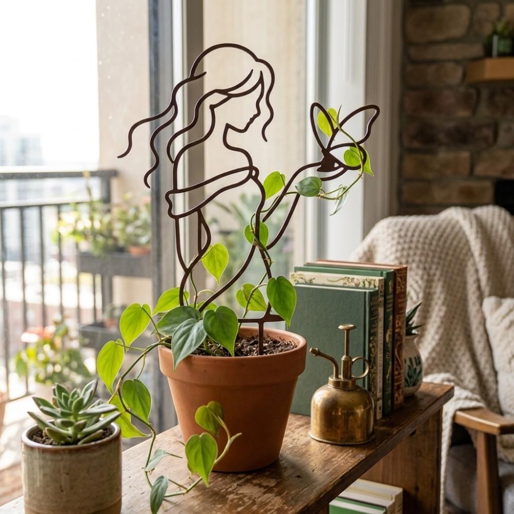 Hollow Out Character Silhouette Plant Stand Strong Load Bearing Garden Plant Trellis Greenhouse