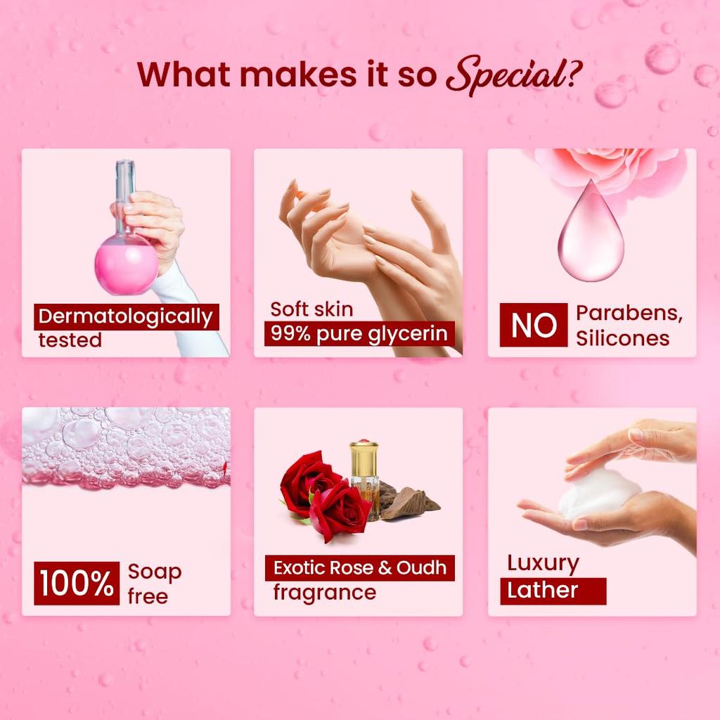 Dabur Гель для душа Gulabari Гималайская роза и уд 250 мл | Чувственный аромат | Роскошный гель для тела | Сияние розы | Не содержит мыла и парабенов