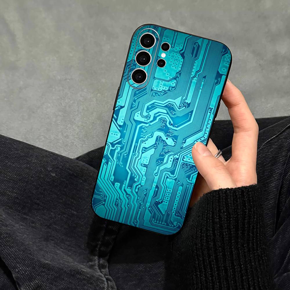 Креативный чехол для телефона с рисунком печатной платы Для Samsung S25, S24, S21, S22, S23, S30, Ultra, S20, Plus, Fe, Note, 10, 9, 5G Черный чехол
