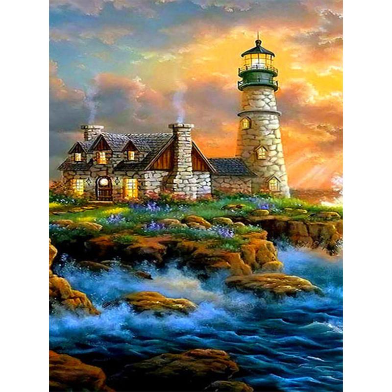DIY 5D алмазная живопись маяк Пейзаж Набор для вышивки крестом полная дрель вышивка мозаика художественная картина из страз домашний декор