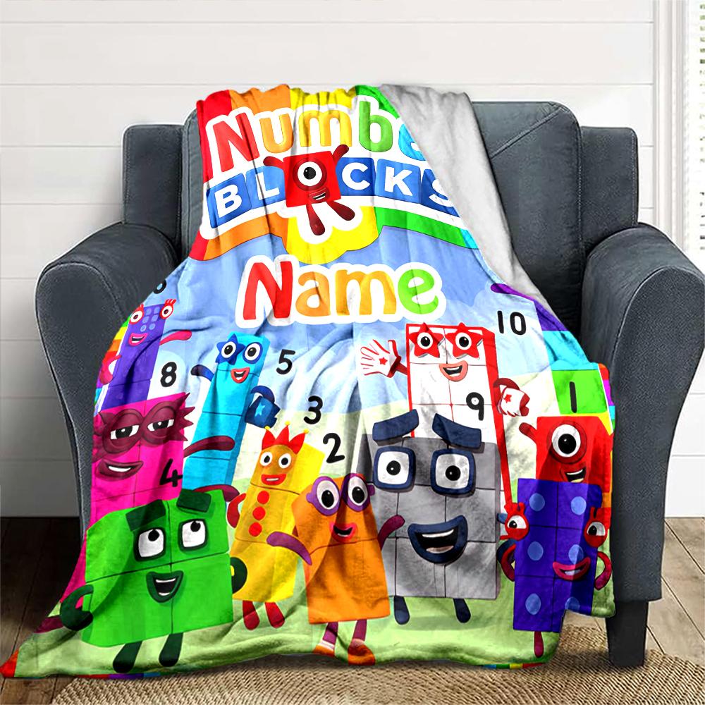 Персонализированное одеяло с именем и номером Personality Numberblocks, мягкое и теплое, для дивана, офиса, кровати, путешествий, перекуса. Подарок, подходит для всех сезонов