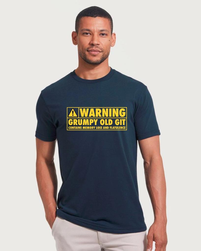 Men's Warning Grumpy Old Git T-Shirt, Funny Novelty Dad Grandad Joke Gift Tee