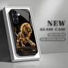 Чехол для телефона из закаленного стекла «Золотой лев» подходит для Samsung Galaxy S26 S25 S24 S23 S22 S20 FE/Ultra/Plus противоударная задняя крышка