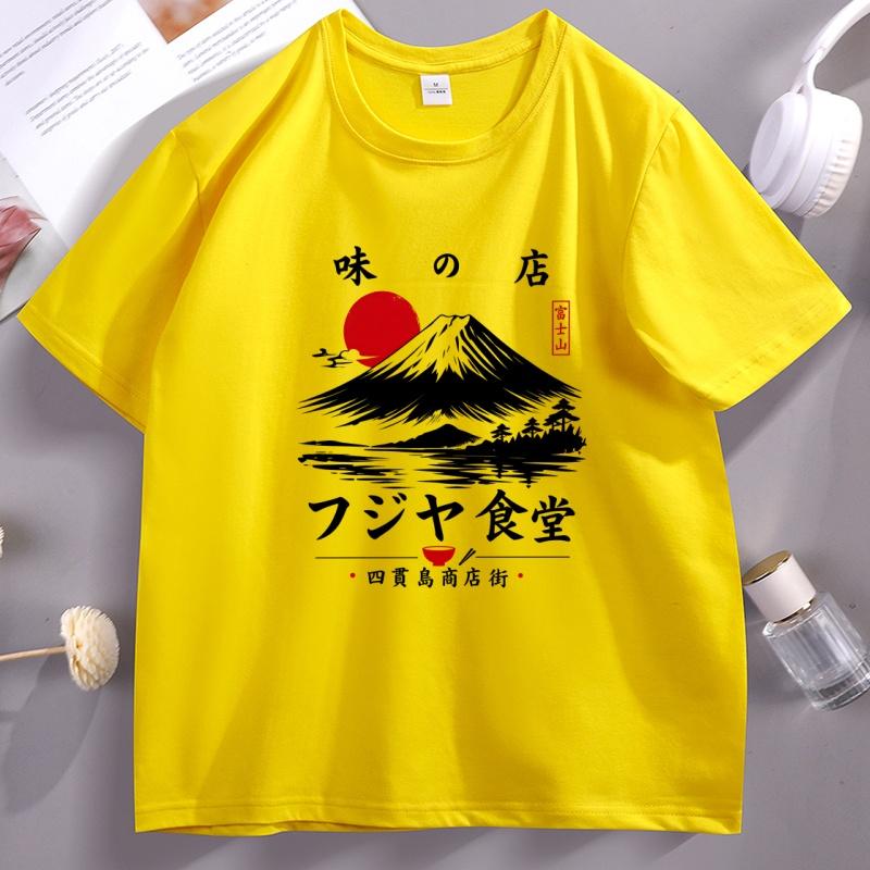 Mount Fuji Japanese TShirt Vintage Sakura Fuji T Shirt Casual Round Neck Printed Japanese Streetwear Tshirt Unisex Clothing