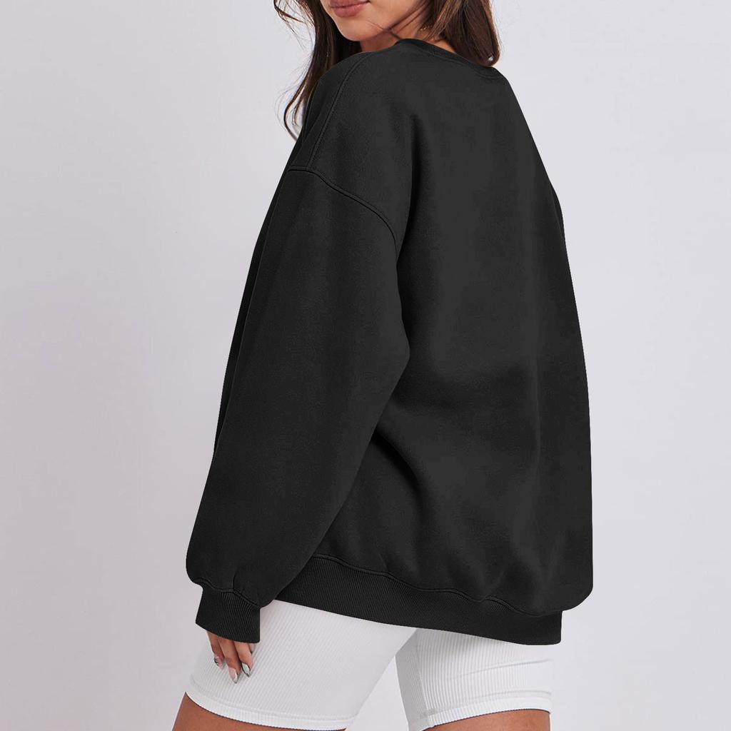 Женская повседневная мода с длинным рукавом и принтом, с круглым вырезом, свободная толстовка