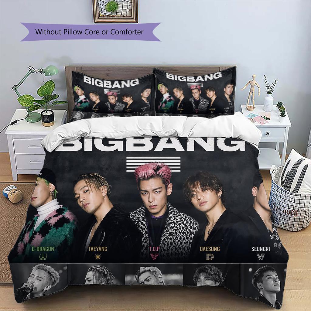 Постельное белье с узором BIGBANG, Комплект с одеялом, Пододеяльник, Наволочка, Домашний Подарок на День Рождения(1 пододеяльник + 2 наволочки, без наполнителя)