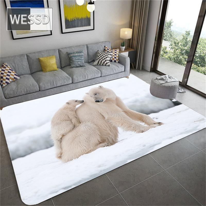 Милый ковер с полярным медведем для детской комнаты, 3D ковер с животными, ковер для гостиной, фланелевая губка, коврик для ванной, впитывающий домашний декор, ковер для прихожей