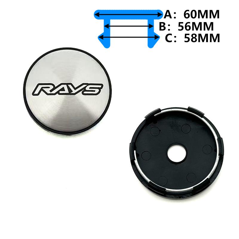 Колпак ступицы колеса RAYS: 60 мм внешний, 56 мм внутренний, 68 мм центральный, логотип RAYS