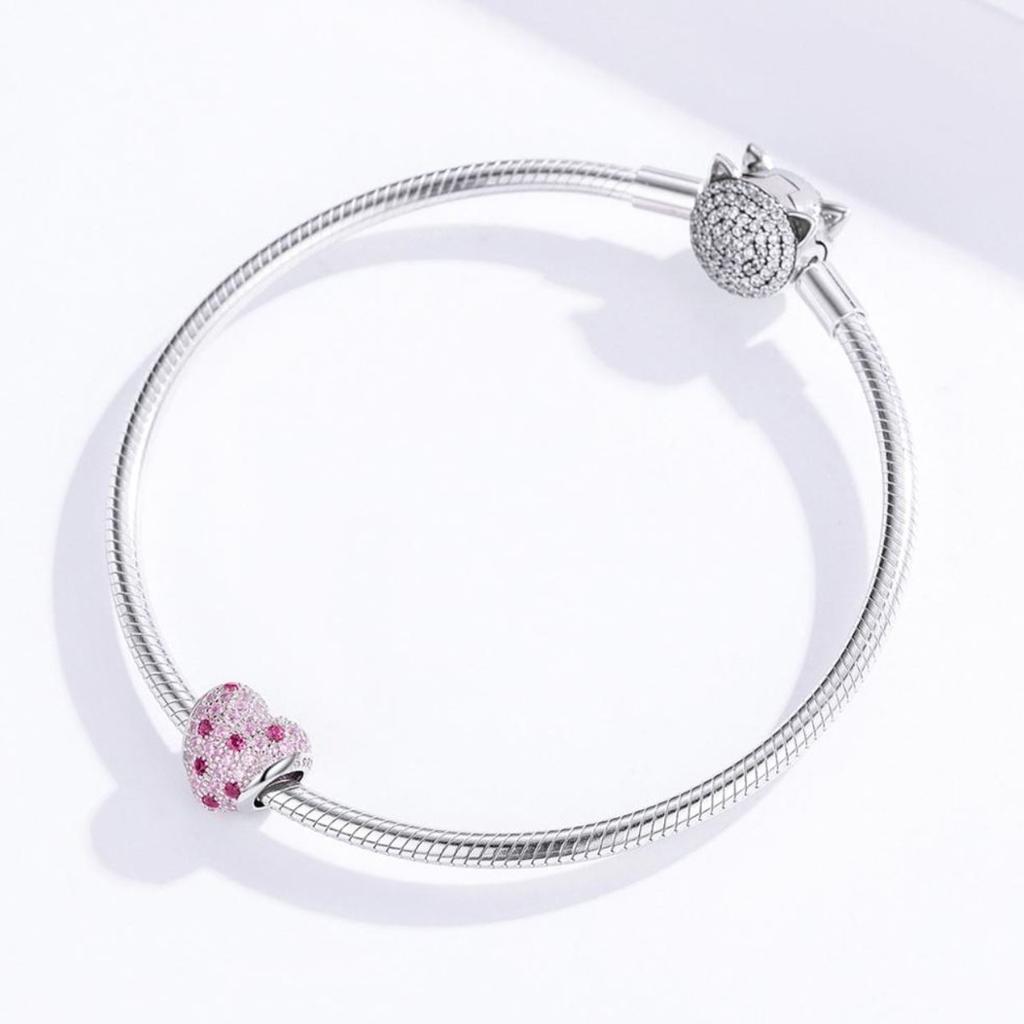 Charms Heart Zircons 925 Bead S925 Colorful Zircons Beads