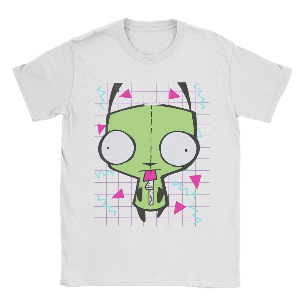 Мужская футболка Invader Zim Одежда из чистого хлопка Юмористическая футболка с коротким рукавом и круглым вырезом Печатные футболки