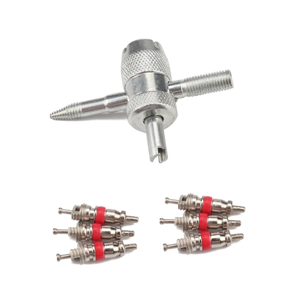 7PCS Zinc Alloy Valve Core Remover Silver Valve Core Kit Tire Valve Core Tool Valve Core Removal