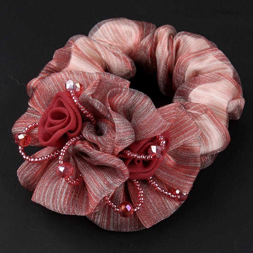 Hair Ties Flower Hair Rope Silk Yarn Rubber Band Korean Style Headwear Female Hair Accessories