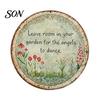 Artistic Yard Ornament Round Garden Metal Sign, Retro Distressed Iron Wall Decor, Weather Resistant Decor for Patio Vintage Art Plaque Outdoor