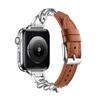 Роскошный кожаный ремешок для Apple Watch, ремешок 44 мм, 40 мм, 45 мм, 41 мм, 38 мм, 42 мм, браслет из нержавеющей стали для iWatch Series 8 Ultra 7 6 5