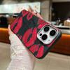 Тонкий чехол для телефона Love Red Lips Pattern из матовой кожи с текстурой для iPhone 16 Pro Max 15 14 Pro 13 12 11, противоударный защитный чехол для объектива из ТПУ с мягким бампером