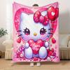 1pc pcs Hello Kitty Valentine's Day Heart Balloon Flannel Blanket - Seasonal Home Decor, Soft and Comfortable, Suitable for All Ages, Machin
