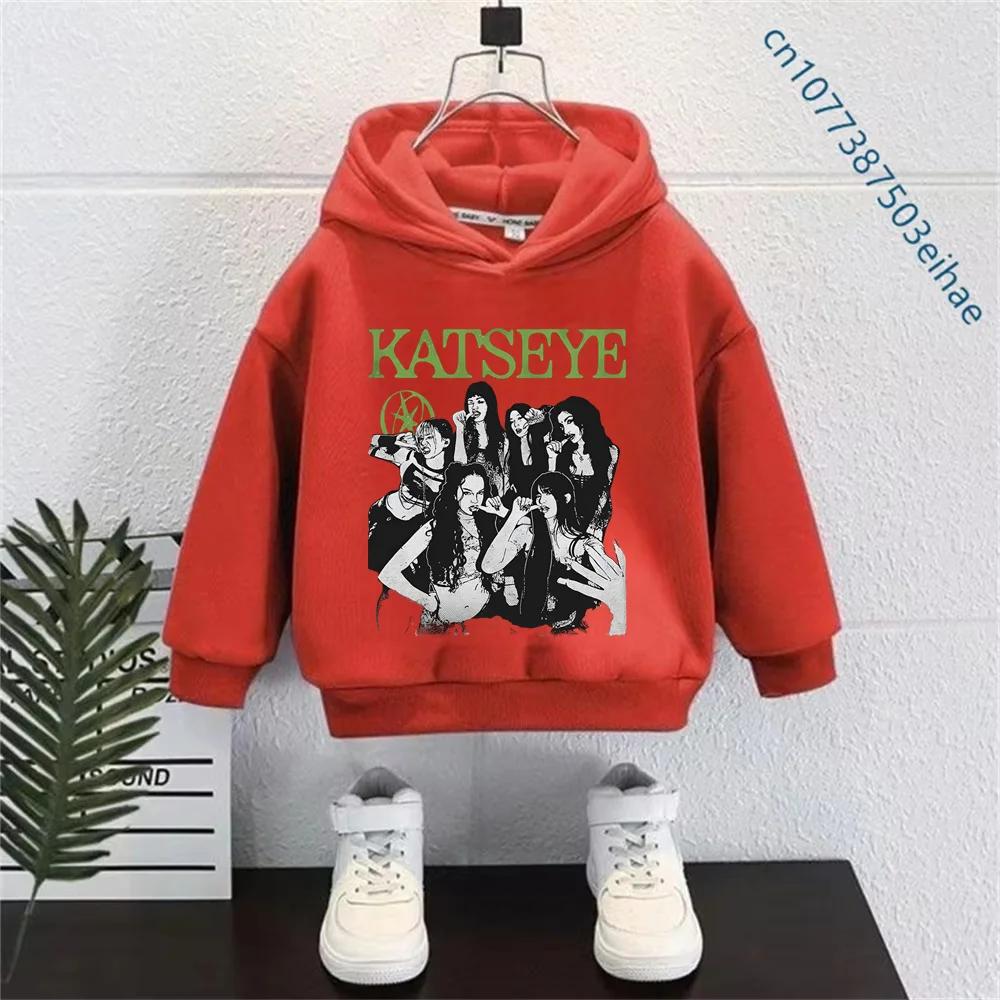 Boy Girls Fashion Outfits Kpop KATSEYE Sweatshirt, Kids Casual Hooded Pullover Casual Tops Children's Clothing Hoodies