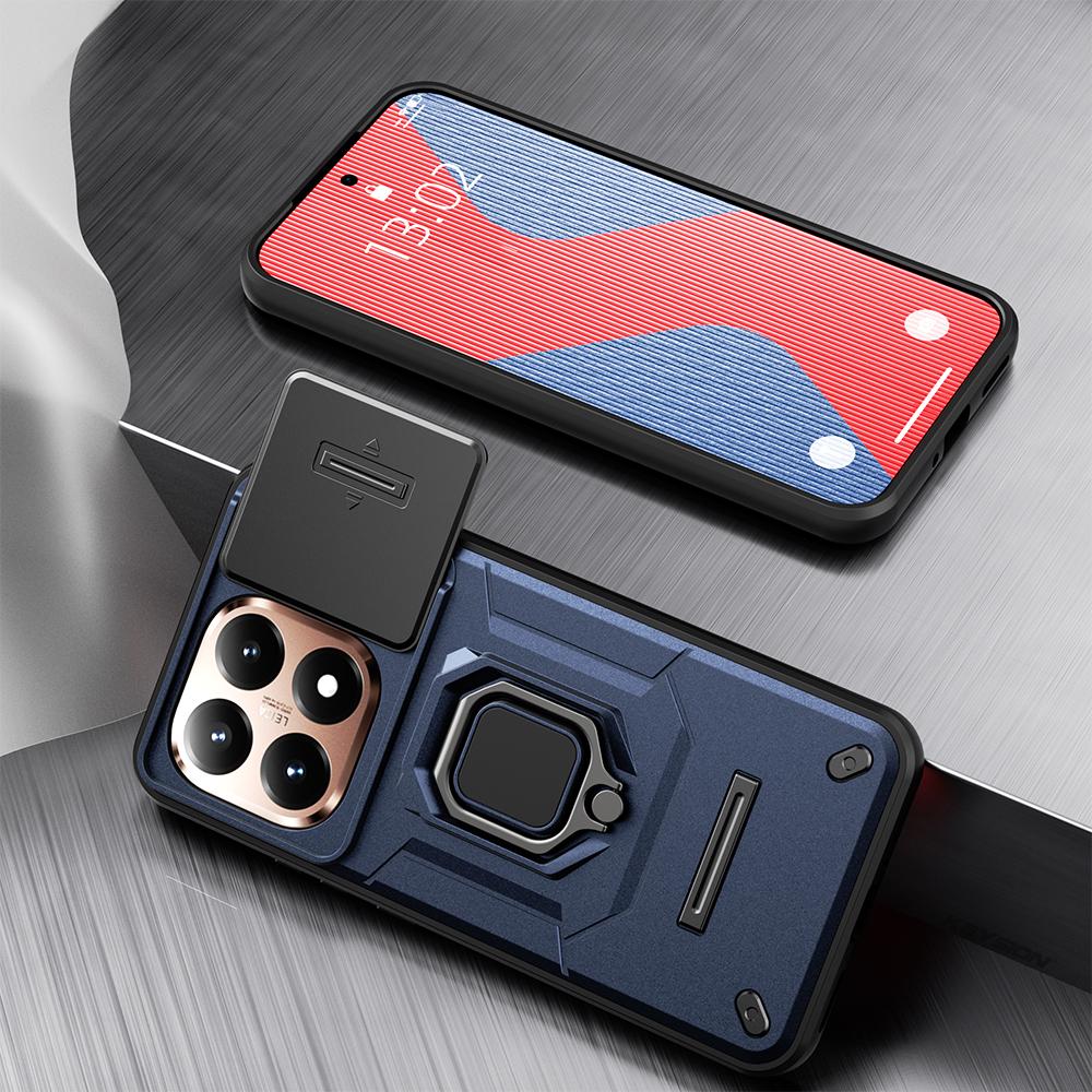 KEYSION Противоударный бронированный чехол для Xiaomi 15T Pro 5G с защитой камеры-слайдера, металлической кольцевой подставкой, задняя крышка для телефона Xiaomi 15T 5G