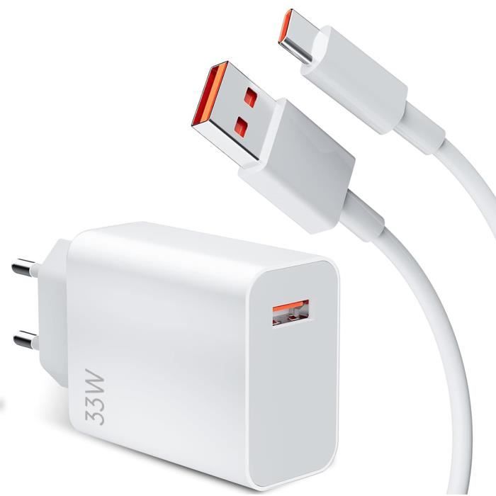 Chargeur - E.F.CONNECTION - 33W - USB-C 6A - 1 Mètre - Compatible Xiaomi Redmi 14C 13C 12