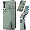 For Samsung Galaxy S25 Edge Case Leather Phone Back Cover with Zipper Card Holder Kickstand
